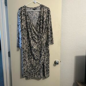 Cream and Navy Covington wrap dress size XL